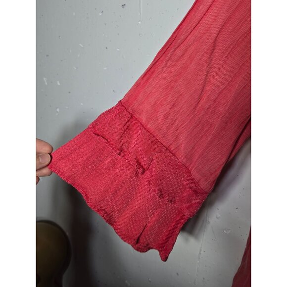 Soft Surroundings Embroidered V-Neck Tunic Top Size M Lagenlook Coastal Sheer - Picture 5 of 11